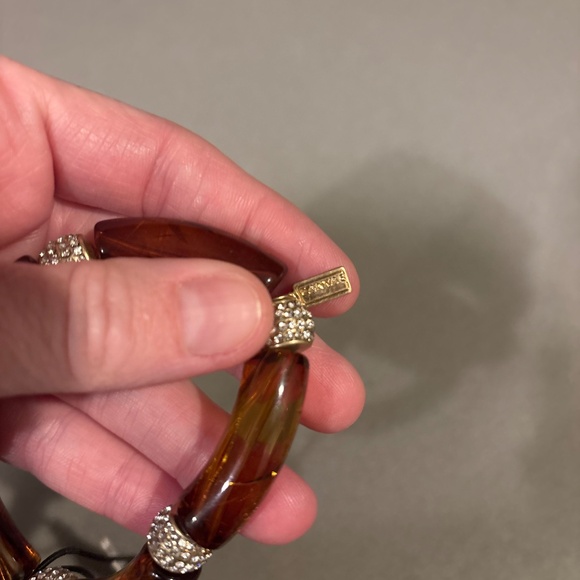 Canvas NEW NWT brown rhinestone stretchy bracelet - Picture 3 of 4